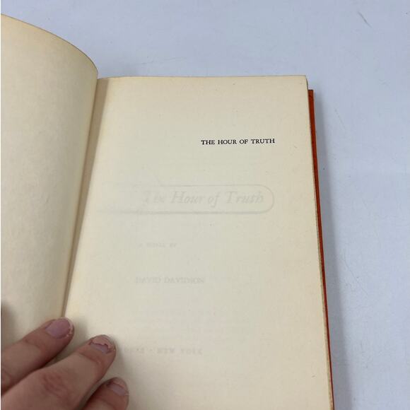 Antique The Hour Of Truth by David Davidson Hardcover Book Orange 1949 - Picture 7 of 13